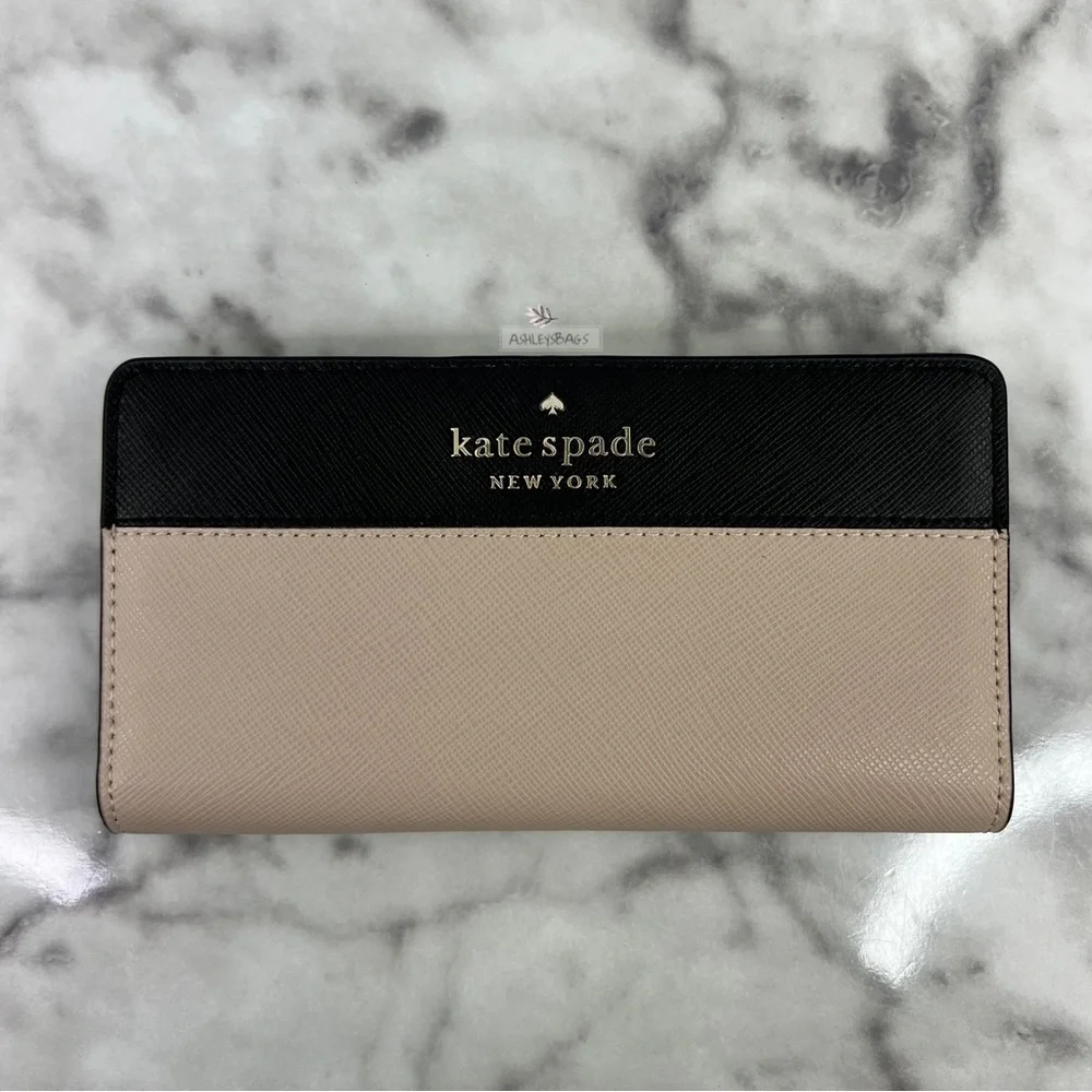 Kate Spade Staci Large Slim Bifold Wallet In Warm Beige - Picture 1 of 4